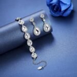 mecresh Flower Teardrop Earring and Bracelets Silver/Gold/Champagne Bridal Jewelry Sets for Women - Image 5