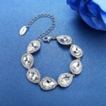 mecresh Flower Teardrop Earring and Bracelets Silver/Gold/Champagne Bridal Jewelry Sets for Women - Image 8