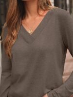 AUTOMET Long Sleeve Shirts for Women Tops V Neck Casual Top Comfortable Shirt Soft Basic Tees Women Blouses - Image 5