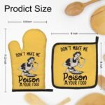 DYJYBMY Don't Make Me Poison Your Food Funny Oven Mitts and Pot Holder Set, Funny Vintage Lady Kitchen Gadgets for Women, Housewarming Gifts for Chef Friend, Hostess Baking Gifts for Mom Sister BFF - Image 3