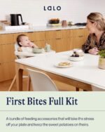 Lalo First Bites Silicone Baby Feeding Set - Baby Led Weaning Supplies - Non-Toxic Silicone - Includes 1 Bib, 2 Spoons, Training Cup, Suction Plate and Bowl - 6 Pieces - Sage - Image 3