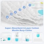 Maliton Muslin Baby Burp Cloths 6 Pack Large 20''x10'' 100% Cotton Burp Rags Absorbent and Soft 6 Layers Muslin Cloth Baby Essentials for Newborn(Animals and Cars, Pack of 6) - Image 3