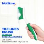 Holikme Cleaning Brush Set for Household Use, Scrub Brush, Kitchen Brush, Tile Lines Brush for Bathroom, Floor, Tub, Shower and Kitchen Surface (Green) - Image 4