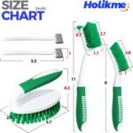 Holikme Cleaning Brush Set for Household Use, Scrub Brush, Kitchen Brush, Tile Lines Brush for Bathroom, Floor, Tub, Shower and Kitchen Surface (Green) - Image 7