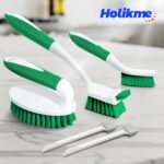 Holikme Cleaning Brush Set for Household Use, Scrub Brush, Kitchen Brush, Tile Lines Brush for Bathroom, Floor, Tub, Shower and Kitchen Surface (Green) - Image 8