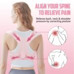 Posture Corrector for Women, Adjustable Upper Back Brace to Relief Neck Shoulder Pain, Back Support Straightener for Scoliosis and Hunchback (Pink, S/M) - Image 6