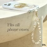 Case-Mate Beaded Phone Charm - Detachable Anti Theft Strap - Hands-Free iPhone Wrist Strap for Women - Phone Chain Wristlet - Fits Galaxy, Pixel and More - Crystal Pearl Gold - Image 7