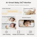 Monai Baby Monitor with Camera and Audio, 3K UHD, 6X Zoom, WiFi Video Monitor for Room or Travel, Pan 350° Tilt 65°, AI Cry Detection, Virtual Fence, Face-Cover Alerts, Sleep Monitoring, Night Vision - Image 3