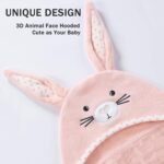 Baby Hooded Towel with Unique Animal Design Ultra Soft Thick Cotton Bath Towel for Newborn (Bunny) - Image 6