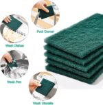Heavy Duty Scour Pads Sponge Dish Scrubber Non-Scratch Green Reusable Household Scrub Pads for Kitchen and Dish Cleaning Tool (12Pcs) - Image 4
