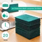 Heavy Duty Scour Pads Sponge Dish Scrubber Non-Scratch Green Reusable Household Scrub Pads for Kitchen and Dish Cleaning Tool (12Pcs) - Image 5