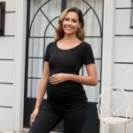 GINKANA Short Sleeve Maternity Tops Shirts Floral Ruched Sides Casual Mama Pregnancy Blouses Clothes - Image 5