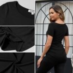 GINKANA Short Sleeve Maternity Tops Shirts Floral Ruched Sides Casual Mama Pregnancy Blouses Clothes - Image 7