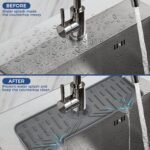 BFONS Silicone Faucet Handle Drip Catcher Drying Tray Mat Dish Soap Sponge Holder Accessories Gadgets for Kitchen Counter Bathroom Kitchen Sink Splash Guard -Grey - Image 7