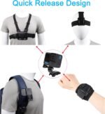 Accessories Set for GoPro Hero 13/12/11/10/9/8/7/6/5/4,New Quick Release Head Strap Mount + Chest Mount Harness + Backpack Clip Holder + 360°Rotating Wrist Strap - Image 4