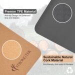 StrongTek Eco-Friendly Cork Yoga Mat, 7mm Thick, 72"x24", Cork+TPE, 2 lbs, Non-Slip, Lightweight & Cushioned Mat for Hot Yoga, Pilates & Home Fitness, Durable Surface with Natural Grip and Carry Strap - Image 3