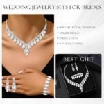 Jewelry Set for Women Wedding jewelry Sets for Brides Elegant Rhinestone Necklace Bracelet and Earring Set for Women Prom Formal bridesmaid Wedding - Image 3