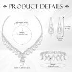Jewelry Set for Women Wedding jewelry Sets for Brides Elegant Rhinestone Necklace Bracelet and Earring Set for Women Prom Formal bridesmaid Wedding - Image 4