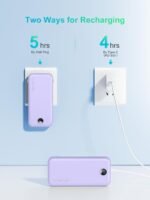 Portable Charger, 12000mAh 22.5W USB C Fast Charging Power Bank with Built-in Cables and AC Wall Plug, Smart LED Display Travel Essentials Battery Pack Compatible with iPhone, iPad, Samsung etc Purple - Image 5
