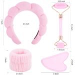 Chanaco Spa Headband and Wristbands for Women Gua Sha & Jade Roller Facial Tools Skincare Headband for Washing Face Makeup Fash Wash Hairband Teen Girl Trendy Stuff - Image 7
