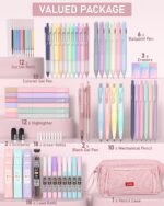 Nicpro 78 PCS Aesthetic School Supplies with Cute Pen Case, 12 Pastel Highlighters, 12 Color & Black Ink Gel Pens, 10 Mechanical Pencils 0.5, 0.7, 0.9, 2.0 mm, 6 Multicolor Pen for Student Stationary - Image 3