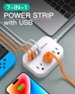 Cruise Ship Essentials - Mifaso Power Strip with USB Ports, 5Ft Flat Extension Cord with Multiple Outlets, USB Charging Station with Non Surge Protector for Cruise Ship, Travel, Dorm Room Essentials - Image 3