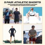 5 Pack Athletic Gym Mens Shorts - Workout Black Quick Dry Basketball Shorts with Pockets for Running Casual Activewear - Image 3