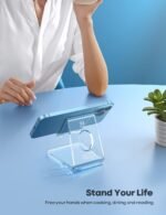 Lamicall Cell Phone Stand, Desk Accessories - Clear Office Cell Phone Holder, Acrylic Phone Stand, Desktop, Acrylic Office Desk Decor Accessories, Suitable for iPhone, 4-8'' Phone, Gifts - Image 3