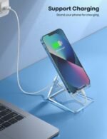 Lamicall Cell Phone Stand, Desk Accessories - Clear Office Cell Phone Holder, Acrylic Phone Stand, Desktop, Acrylic Office Desk Decor Accessories, Suitable for iPhone, 4-8'' Phone, Gifts - Image 4