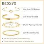 Reoxvo Gold Plated Bangle Cuff Bracelets for Women Non Tarnish Gold Bracelet Stack Jewelry Set for Women Trendy - Image 3