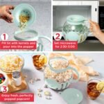 Ecolution Patented Micro-Pop Microwave Popcorn Popper with Temperature Safe Glass, 3-in-1 Lid Measures Kernels and Melts Butter, Made Without BPA, Dishwasher Safe, 3-Quart, Aqua - Image 4