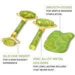 Jade Roller for Face and Gua Sha Set - 2 Anti-Aging Facial Rollers and Gua-Sha Facial Tool - Face and Body Massager for Your Skincare Routine - Massage Tools for Wrinkles and Lifting - Image 5