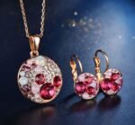 Leafael Ocean Bubble Women's Crystal Jewelry Set Costume Fashion Pendant Necklace Earring, Silver Tone or 18K Rose Gold Plated, 18" + 2", Birthday Gifts for Women - Image 3