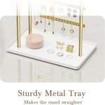 Jewelry Holder Organizer Stand - Adjustable Tall 17.5" (Max), Sturdy Jewelry Hanger for Necklaces, Earrings, Bracelets, Rings, Jewlery Display and Storage, Gold and White, Metal - Image 6