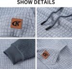 Yundobop Men's Pullover Hoodies Plaid Jacquard Long Sleeve Drawstring Hipster Casual Hooded Sweatshirts with Kanga Pockets - Image 4