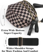 Black and White Checkered Crossbody Bag Bum Bag for Women,Spacious Checkered Purse Fanny Packs Belt Bag - Image 4