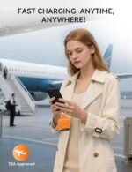 Portable Charger, 10000mAh 22.5W Fast Charging Power Bank with Built-in Cables, Travel Essentials Battery Pack with LED Display for iPhone, Portable iWatch Charger for 11/10/9/8/7/6/5/SE/Ultra Orange - Image 4