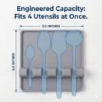 Cooler Kitchen Gray Silicone Spoon Rest for Stove Top with Drip Pad (2 Pack) - Heat Resistant BPA Free Utensil Rest & Kitchen Spoon Holder for Kitchen Counter - Grill Countertop - Spatula Holder - Image 3