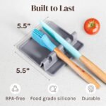 Cooler Kitchen Gray Silicone Spoon Rest for Stove Top with Drip Pad (2 Pack) - Heat Resistant BPA Free Utensil Rest & Kitchen Spoon Holder for Kitchen Counter - Grill Countertop - Spatula Holder - Image 5