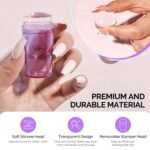 MelodySusie French Nail Stamper, Nail Stamper Kit 2PCS, Silicone Nail Stamp with a Scraper, Nail Stamper Tool for French Manicure DIY Home Nail Design Salon, Purple - Image 4
