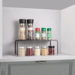 Set of 4 Kitchen Cupboard Organizer Shelves, Metal Orifice Board Counter Storage Racks with Non-Slip Rubber Feet, Heavy Duty for Pantry, Fridge, Cabinet, Black - Image 5