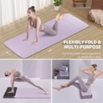 Foldable Yoga Mat Extra Thick & Large (74" x 31.5" x 0.32"), Double-Sided Non Slip & Lightweight Fitness Mat, 8mm Thick Wide Exercise Mats for Woman Man Kids, Portable Workout Mats for Travel, Studio or Home Use - Image 4