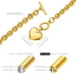 Heart Chain Necklace + Heart Bracelet for Women Girls Hearts Pendant Toggle Charm Jewelry Set Stainless Steel 18K Gold/Rose Gold Silver - Image 4