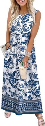 WIHOLL Summer Dresses for Women 2026 Maxi Dresses Long Flowy A Line Sleeveless Sundresses with Pockets - Image 3