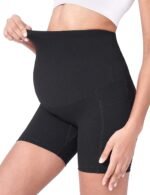 POSHDIVAH Women's Maternity Yoga Shorts Over The Belly Bump Summer Workout Running Active Short Pants with Pockets 5"/8" - Image 3