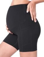 POSHDIVAH Women's Maternity Yoga Shorts Over The Belly Bump Summer Workout Running Active Short Pants with Pockets 5"/8" - Image 5