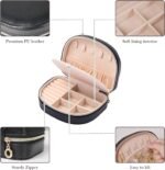 ProCase Travel Size Jewelry Box, Medium Portable Seashell-Shaped Jewelry Case, 2 Layer Jewelry Organizer in PU Leather for Women -Black - Image 6