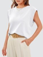 WIHOLL Cap Sleeve Tops for Women Summer Top Basic Tee Shirts Business Casual Tank Loose Fit 2026 Fashion - Image 4