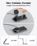 Foldable 3 in 1 Wireless Charging Station for Apple Magsafe Charger Stand,Fast Magnetic Wireless Charger Station for iPhone 17 Air 16 15 14 13 12 Series,Airpods Pro,Apple Watch Ultra (Pure Black) - Image 4