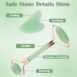 CUBACO Spa Headband and Wristband Set for Women with Ice Jade Roller and Gua Sha, Skin Care Set Tools Puffy Makeup Headband Teen Girl Gifts Trendy Stuff Hair Accessories for Women - Image 5